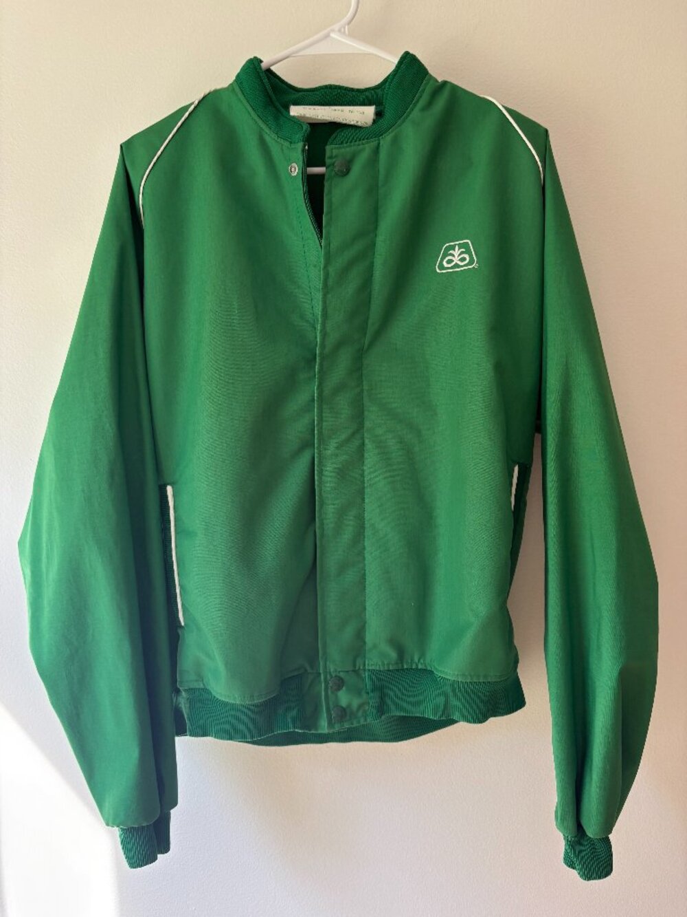 Vintage 80s Holloway Pioneer Hi-Bred Green Snap Zip Bomber Jacket - Men's L